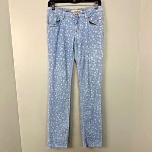 Siviglia White Square Pattern Light Wash Womens Jeans Size 26